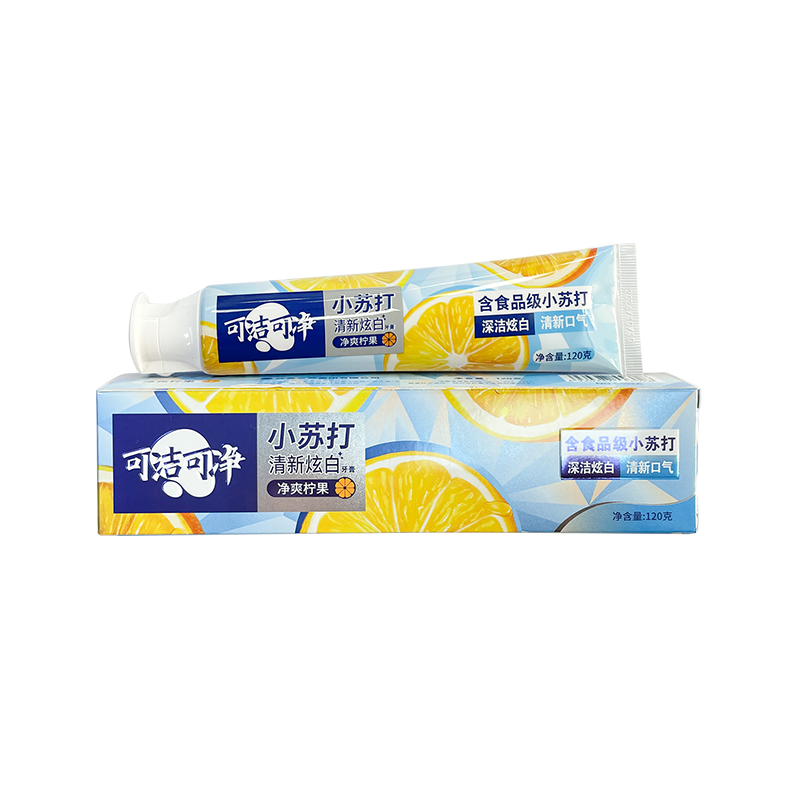 Taze parlak beyaz temiz limon meyve kabartma tozu yetişkin diş macunu